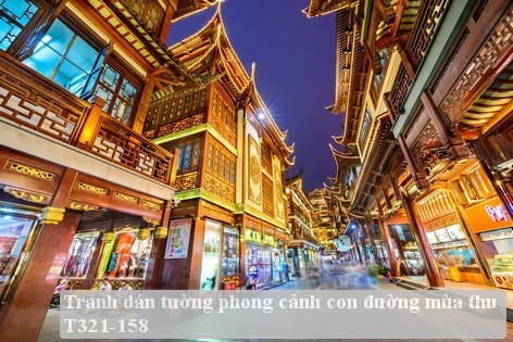 Tranh dán tường phong cảnh con đường mùa thu T321-158